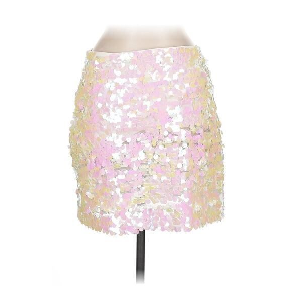 Zara White Sequin Mini Skirt Size M Ref 3920 125 - Picture 3 of 5